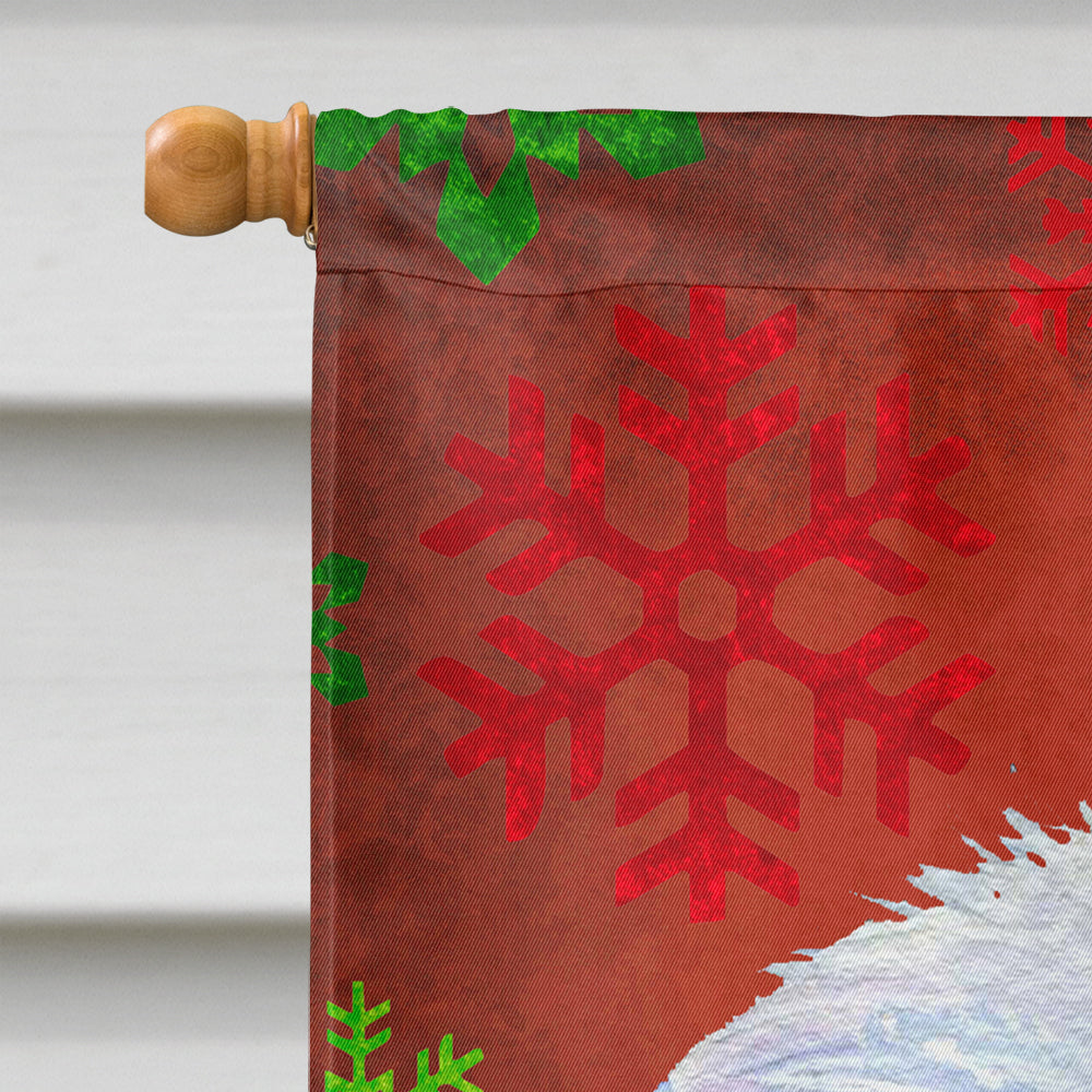 Maltese Red and Green Snowflakes Holiday Christmas House Flag 28x40 Porch Sleeve Pole Decorative Outside Yard Banner Artwork Wall Hanging, Polyester