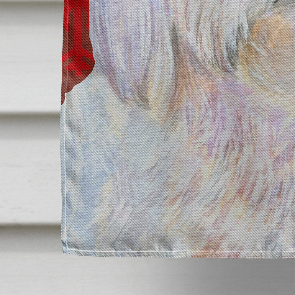 Maltese Red and Green Snowflakes Holiday Christmas House Flag 28x40 Porch Sleeve Pole Decorative Outside Yard Banner Artwork Wall Hanging, Polyester
