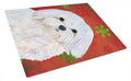 Maltese Red and Green Snowflakes Holiday Christmas Cutting Board Tempered Glass Kitchen Cutting Surface, Heat Resistant Chopping, Non-Slip Feet, Food Prep & Serving