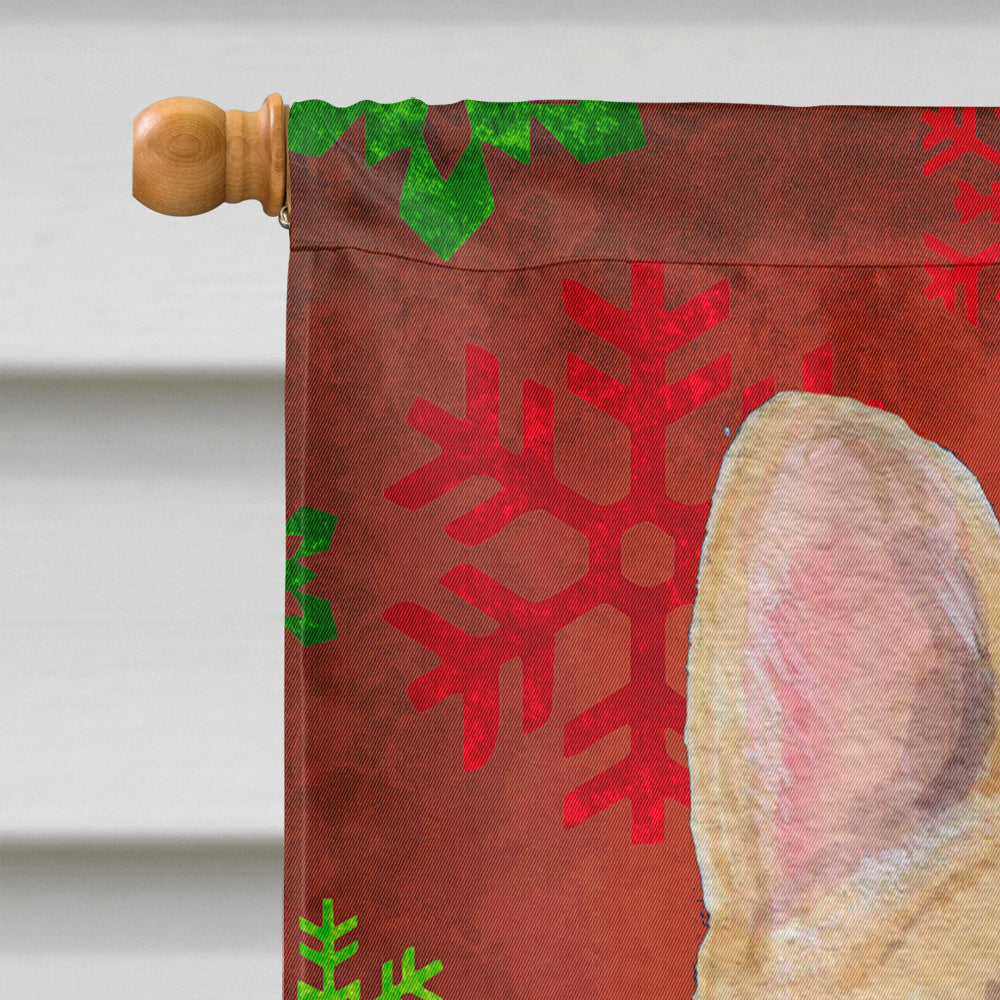 French Bulldog Red and Green Snowflakes Holiday Christmas House Flag 28x40 Porch Sleeve Pole Decorative Outside Yard Banner Artwork Wall Hanging, Polyester