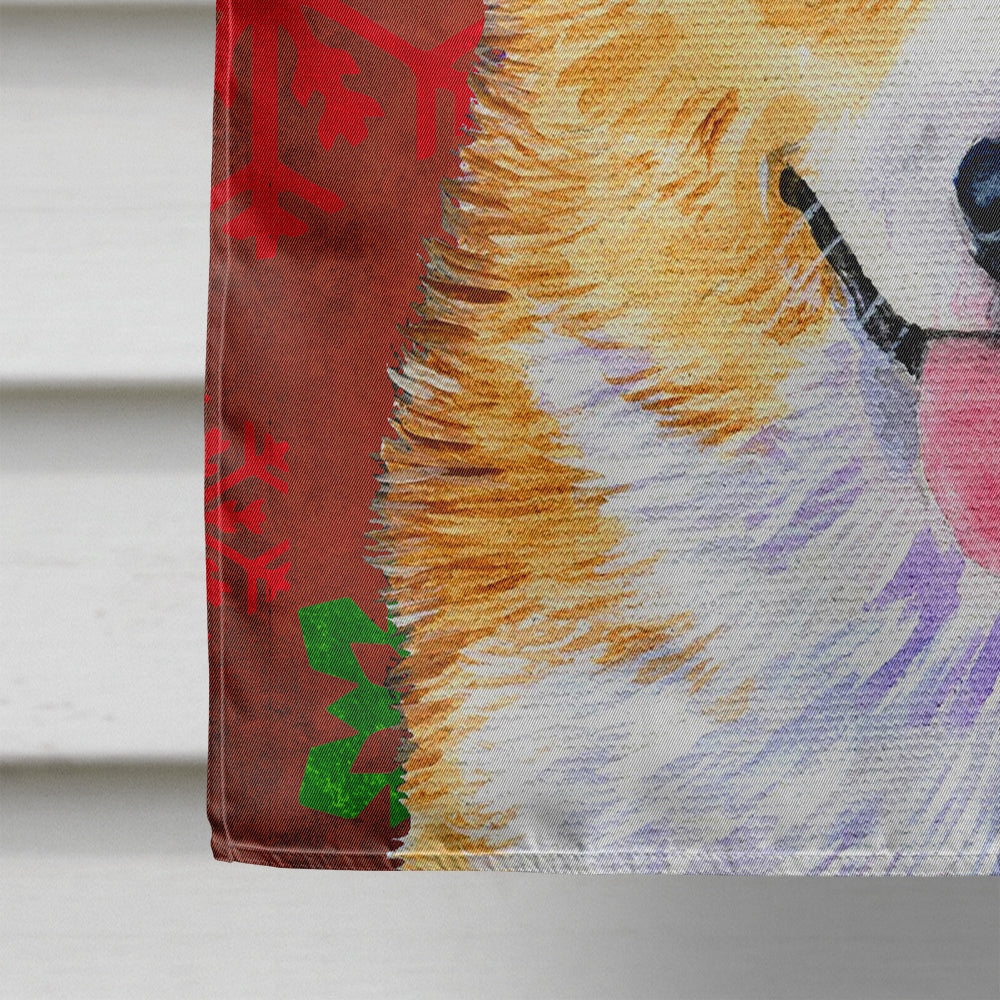 Corgi Red and Green Snowflakes Holiday Christmas House Flag 28x40 Porch Sleeve Pole Decorative Outside Yard Banner Artwork Wall Hanging, Polyester
