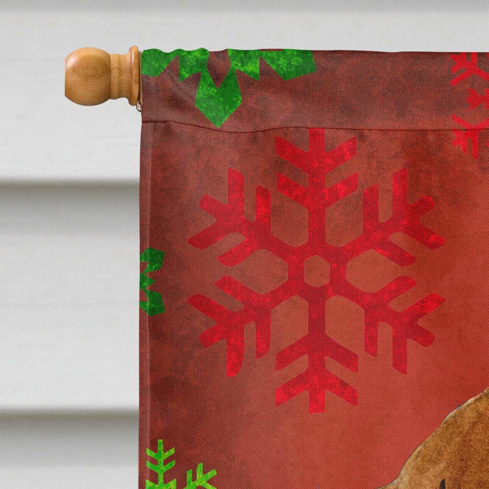 Dachshund Red and Green Snowflakes Holiday Christmas House Flag 28x40 Porch Sleeve Pole Decorative Outside Yard Banner Artwork Wall Hanging, Polyester