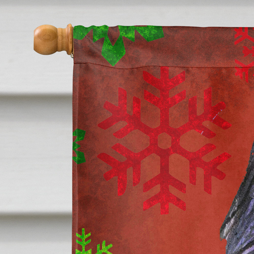Briard Red and Green Snowflakes Holiday Christmas House Flag 28x40 Porch Sleeve Pole Decorative Outside Yard Banner Artwork Wall Hanging, Polyester