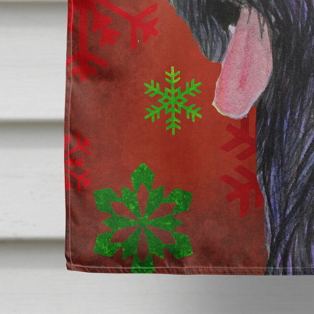 Briard Red and Green Snowflakes Holiday Christmas House Flag 28x40 Porch Sleeve Pole Decorative Outside Yard Banner Artwork Wall Hanging, Polyester