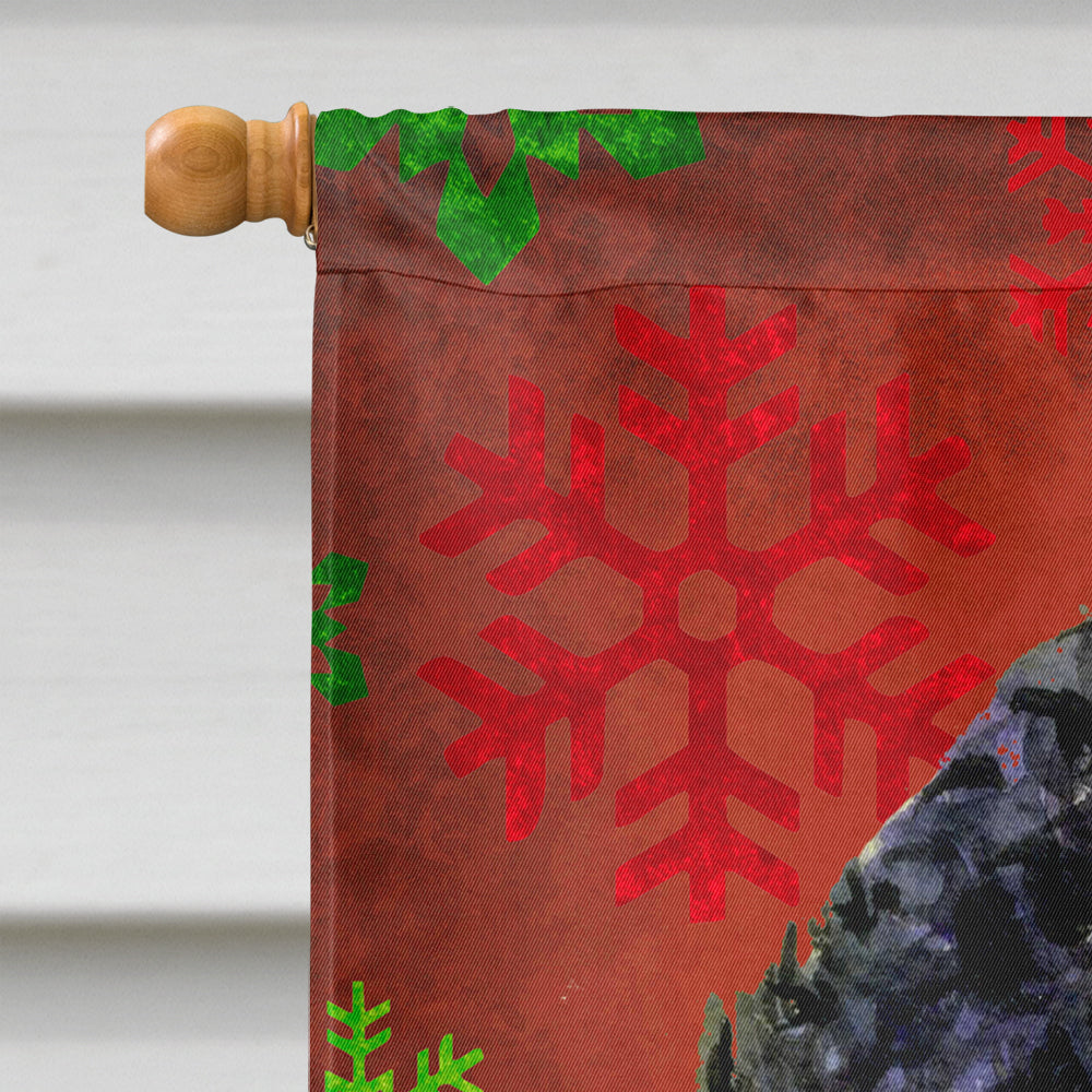 Portuguese Water Dog Red Green Snowflake Christmas House Flag 28x40 Porch Sleeve Pole Decorative Outside Yard Banner Artwork Wall Hanging, Polyester