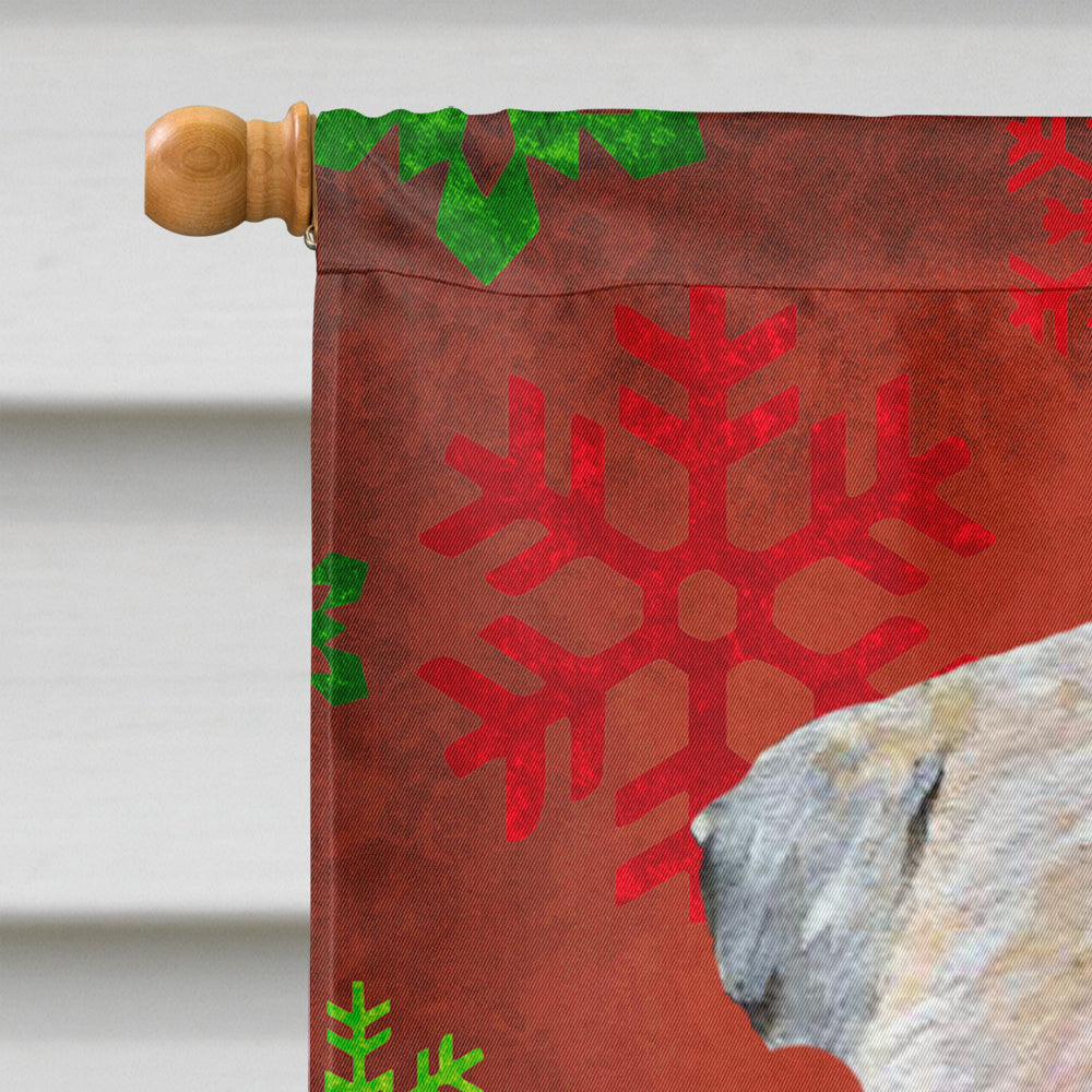 Wheaten Terrier Soft Coated Red Snowflakes Holiday Christmas House Flag 28x40 Porch Sleeve Pole Decorative Outside Yard Banner Artwork Wall Hanging, Polyester
