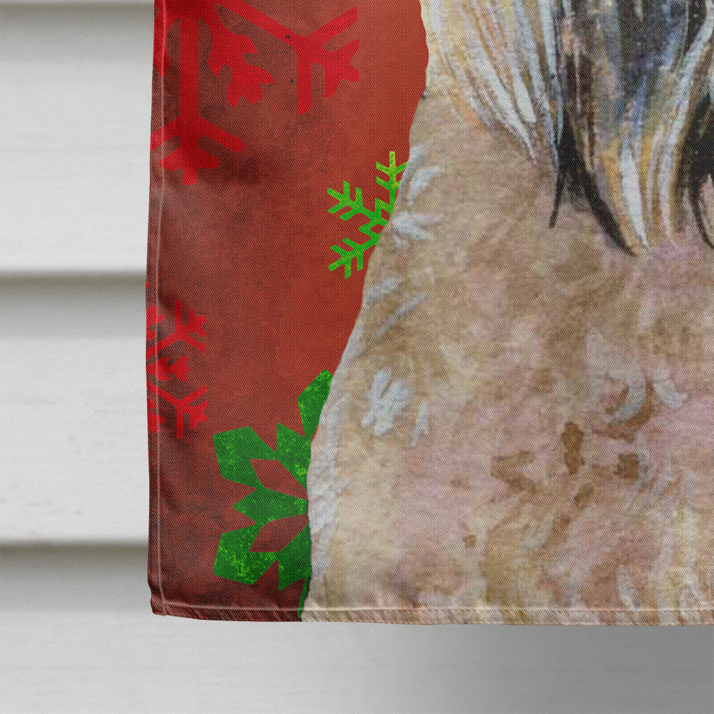 Wheaten Terrier Soft Coated Red Snowflakes Holiday Christmas House Flag 28x40 Porch Sleeve Pole Decorative Outside Yard Banner Artwork Wall Hanging, Polyester