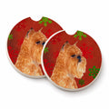 Brussels Griffon Red and Green Snowflakes Holiday Christmas Set of 2 Cup Holder Car Coasters Absorbent Round Sandstone Coasters Gifts for Men or Women, 2.5, Multicolor