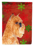 Brussels Griffon Red and Green Snowflakes Holiday Christmas House Flag 28x40 Porch Sleeve Pole Decorative Outside Yard Banner Artwork Wall Hanging, Polyester