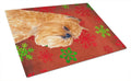 Brussels Griffon Red and Green Snowflakes Holiday Christmas Cutting Board Tempered Glass Kitchen Cutting Surface, Heat Resistant Chopping, Non-Slip Feet, Food Prep & Serving