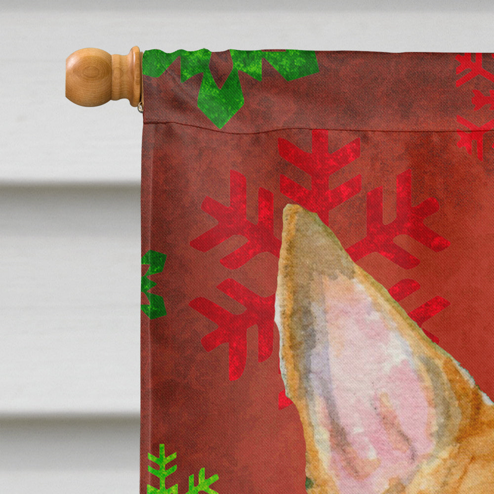 Bull Terrier Red and Green Snowflakes Holiday Christmas House Flag 28x40 Porch Sleeve Pole Decorative Outside Yard Banner Artwork Wall Hanging, Polyester