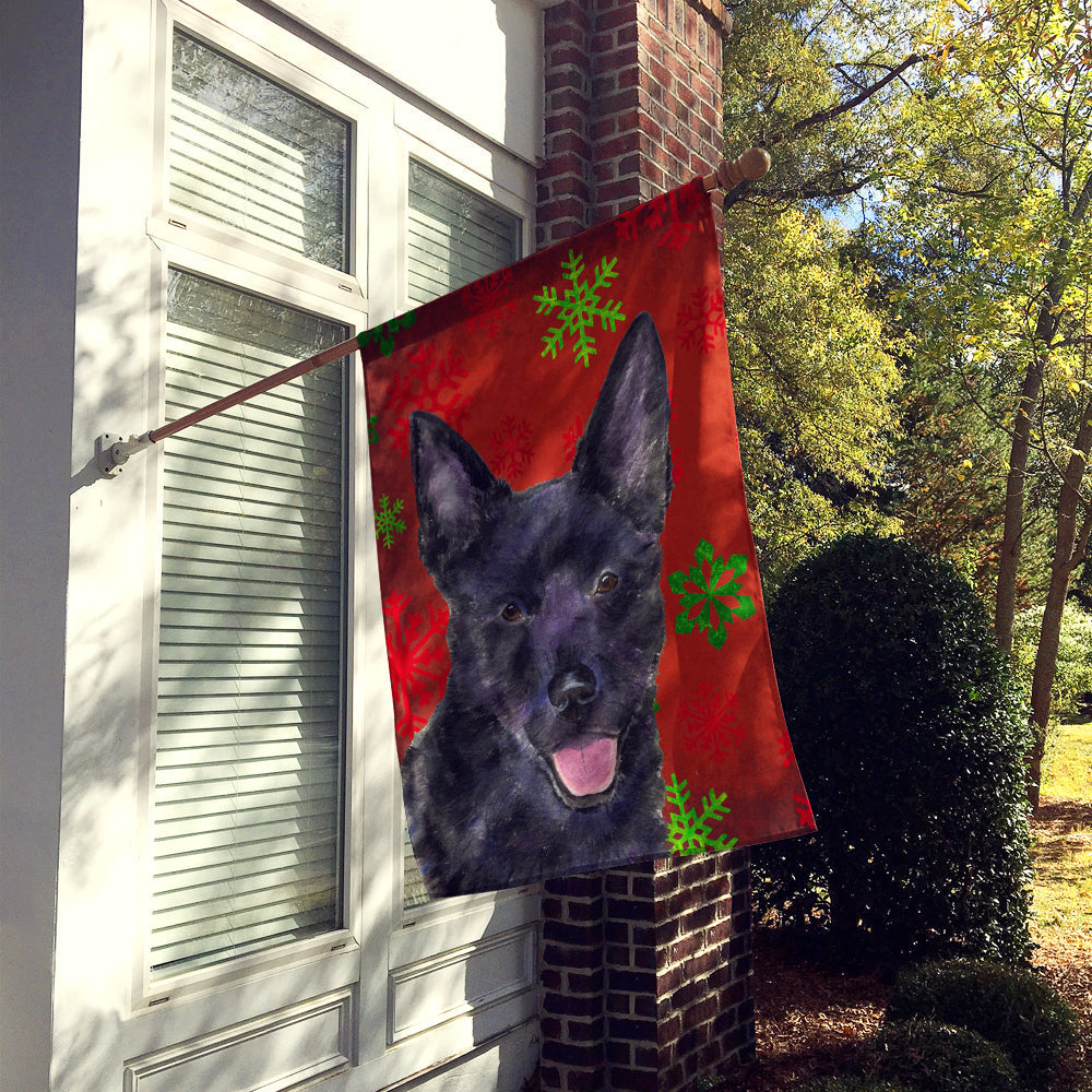 Australian Kelpie Red Green Snowflakes Christmas House Flag 28x40 Porch Sleeve Pole Decorative Outside Yard Banner Artwork Wall Hanging, Polyester