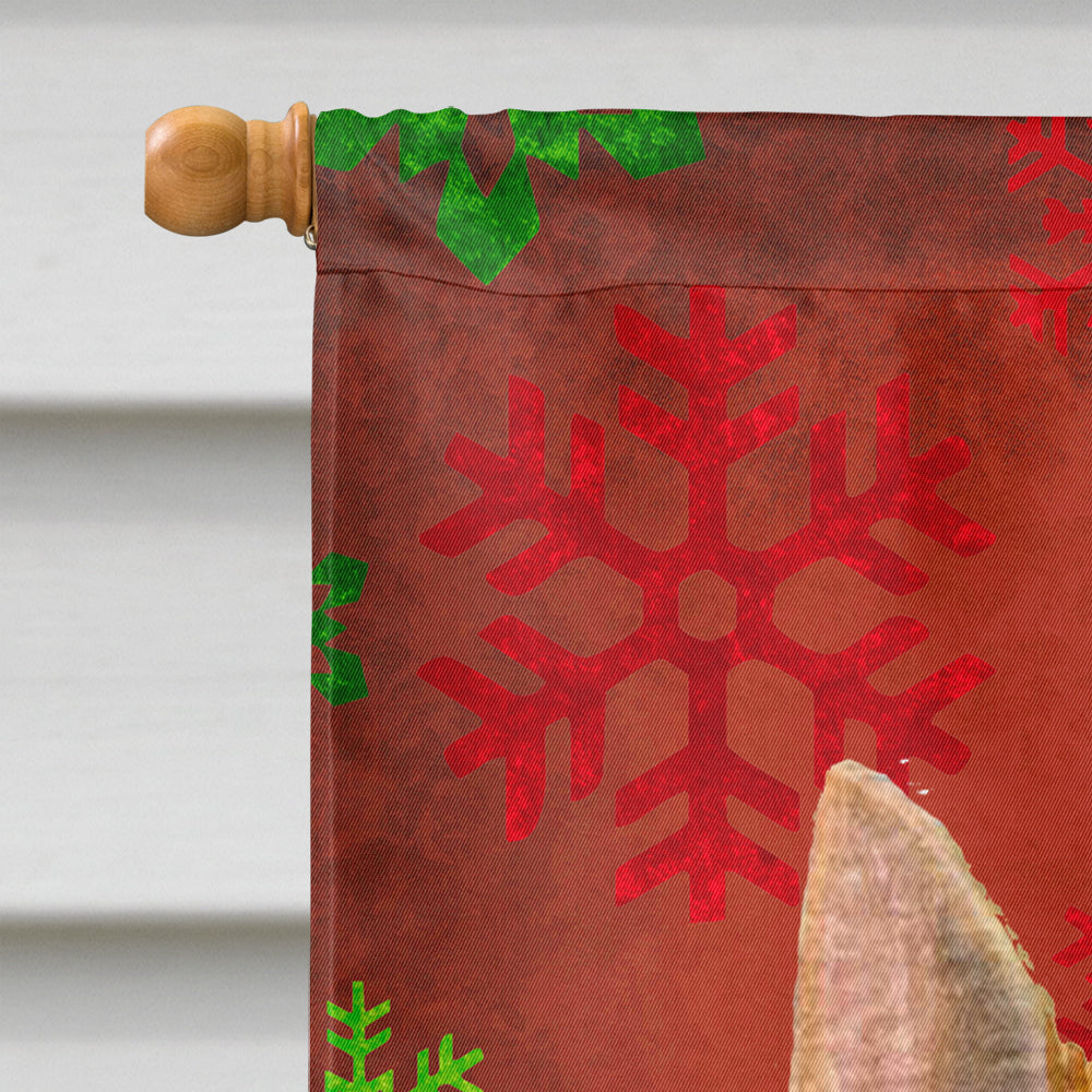Norwich Terrier Red and Green Snowflakes Holiday Christmas House Flag 28x40 Porch Sleeve Pole Decorative Outside Yard Banner Artwork Wall Hanging, Polyester