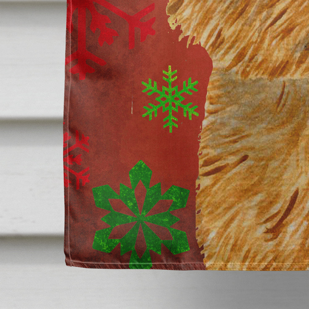 Norwich Terrier Red and Green Snowflakes Holiday Christmas House Flag 28x40 Porch Sleeve Pole Decorative Outside Yard Banner Artwork Wall Hanging, Polyester