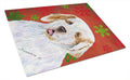 Clumber Spaniel Red and Green Snowflakes Holiday Christmas Cutting Board Tempered Glass Kitchen Cutting Surface, Heat Resistant Chopping, Non-Slip Feet, Food Prep & Serving