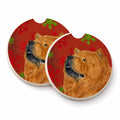 Chow Chow Red and Green Snowflakes Holiday Christmas Set of 2 Cup Holder Car Coasters Absorbent Round Sandstone Coasters Gifts for Men or Women, 2.5, Multicolor