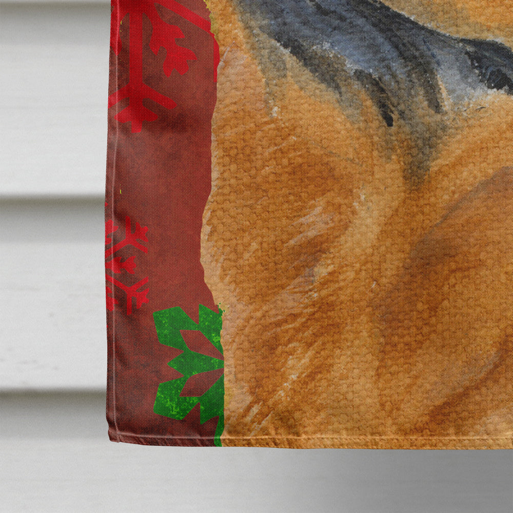 Chow Chow Red and Green Snowflakes Holiday Christmas House Flag 28x40 Porch Sleeve Pole Decorative Outside Yard Banner Artwork Wall Hanging, Polyester