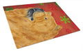 Chow Chow Red and Green Snowflakes Holiday Christmas Cutting Board Tempered Glass Kitchen Cutting Surface, Heat Resistant Chopping, Non-Slip Feet, Food Prep & Serving
