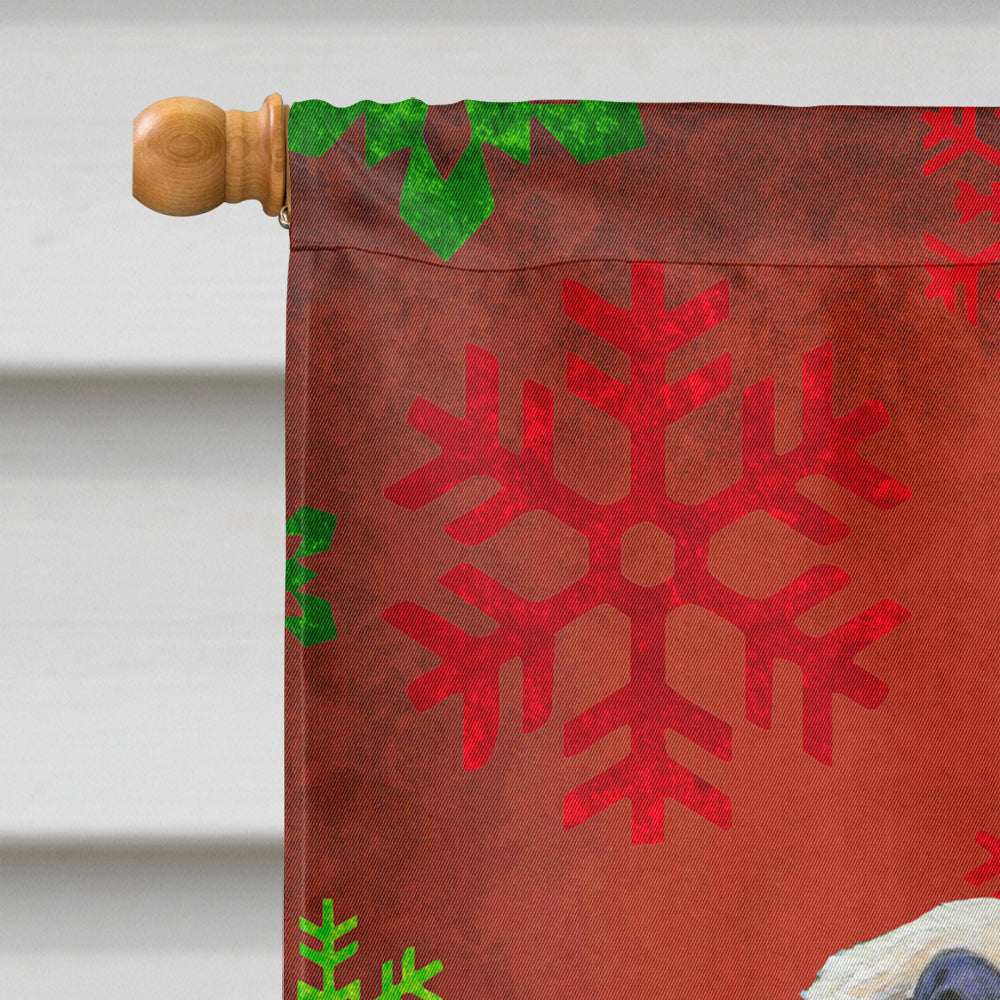 Dandie Dinmont Terrier Red Green Snowflakes Christmas House Flag 28x40 Porch Sleeve Pole Decorative Outside Yard Banner Artwork Wall Hanging, Polyester