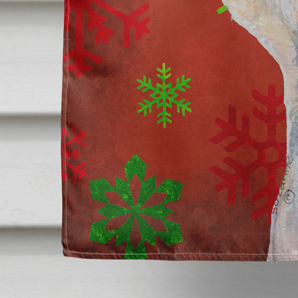 Dandie Dinmont Terrier Red Green Snowflakes Christmas House Flag 28x40 Porch Sleeve Pole Decorative Outside Yard Banner Artwork Wall Hanging, Polyester
