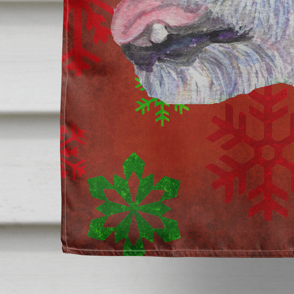Jack Russell Terrier Red Green Snowflakes Holiday Christmas House Flag 28x40 Porch Sleeve Pole Decorative Outside Yard Banner Artwork Wall Hanging, Polyester