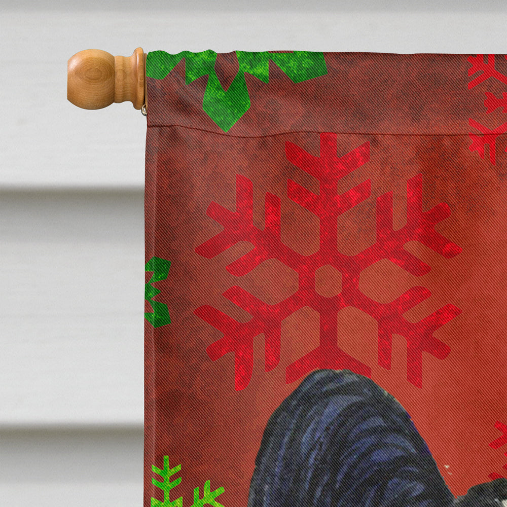 Papillon Red and Green Snowflakes Holiday Christmas House Flag 28x40 Porch Sleeve Pole Decorative Outside Yard Banner Artwork Wall Hanging, Polyester