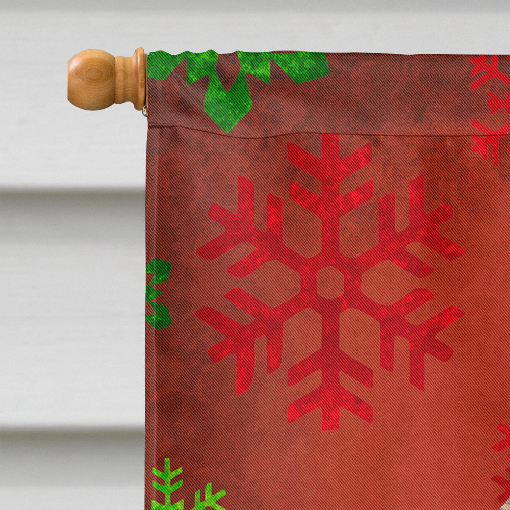 Irish Wolfhound Red and Green Snowflakes Holiday Christmas House Flag 28x40 Porch Sleeve Pole Decorative Outside Yard Banner Artwork Wall Hanging, Polyester
