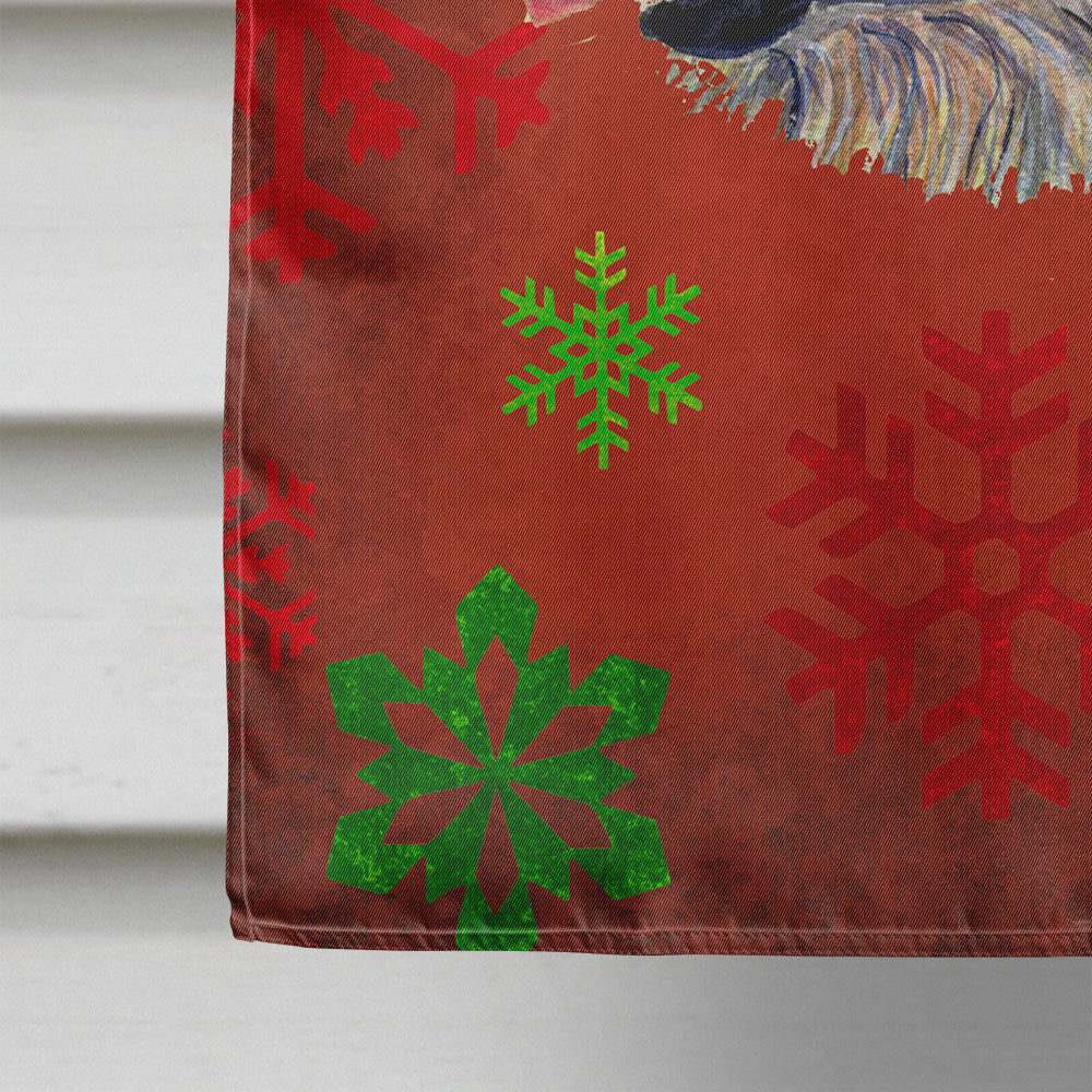 Irish Wolfhound Red and Green Snowflakes Holiday Christmas House Flag 28x40 Porch Sleeve Pole Decorative Outside Yard Banner Artwork Wall Hanging, Polyester