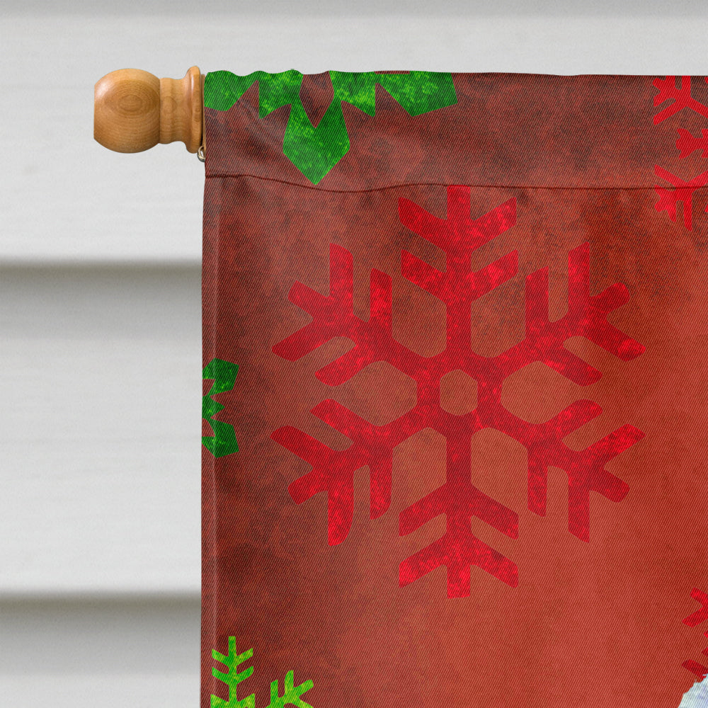 English Toy Spaniel Red and Green Snowflakes Holiday Christmas House Flag 28x40 Porch Sleeve Pole Decorative Outside Yard Banner Artwork Wall Hanging, Polyester