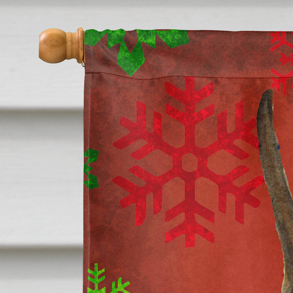 Boxer Red and Green Snowflakes Holiday Christmas House Flag 28x40 Porch Sleeve Pole Decorative Outside Yard Banner Artwork Wall Hanging, Polyester