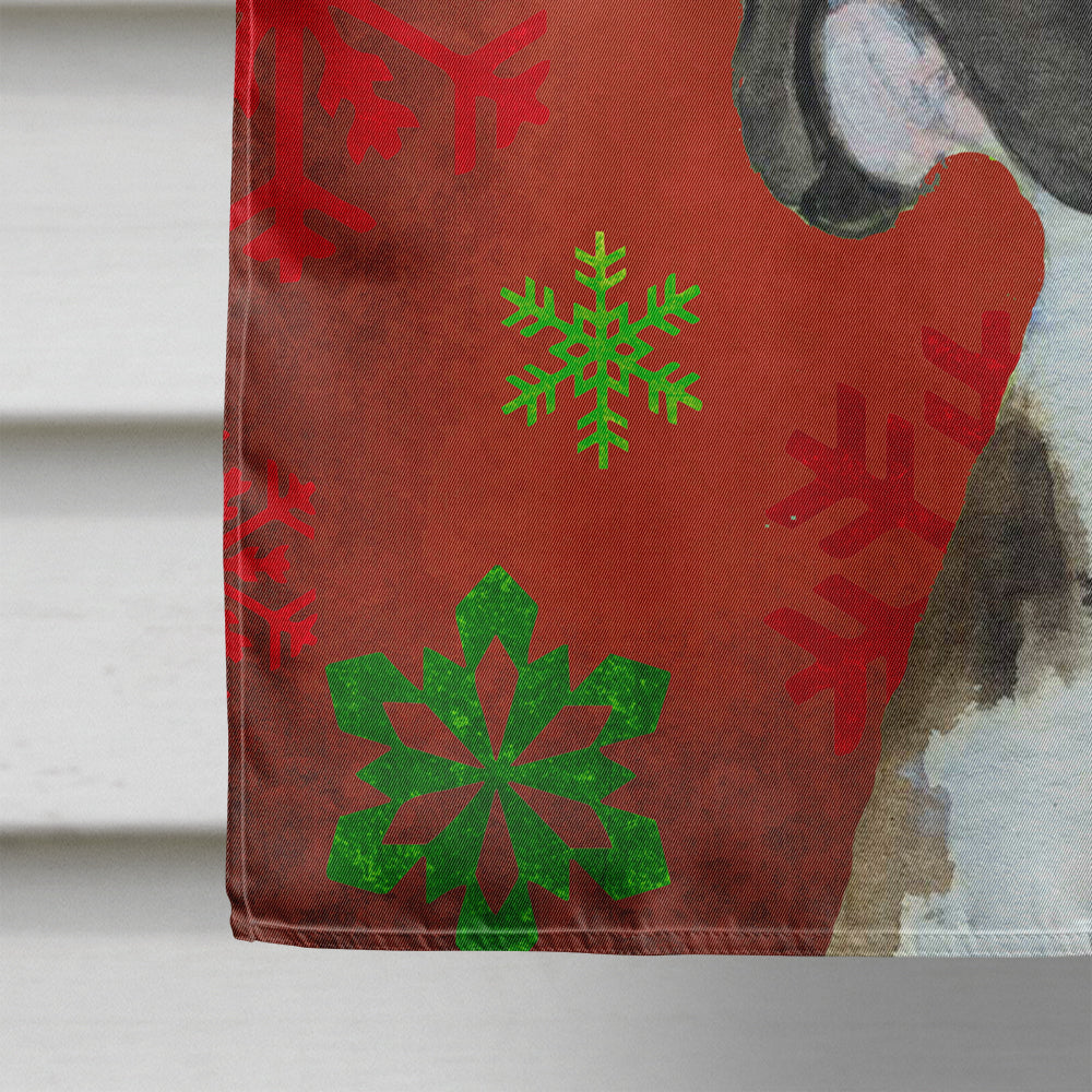 Boxer Red and Green Snowflakes Holiday Christmas House Flag 28x40 Porch Sleeve Pole Decorative Outside Yard Banner Artwork Wall Hanging, Polyester
