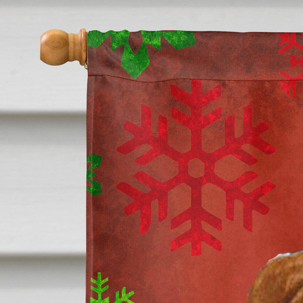 Sussex Spaniel Red Green Snowflake Holiday Christmas House Flag 28x40 Porch Sleeve Pole Decorative Outside Yard Banner Artwork Wall Hanging, Polyester