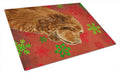 Sussex Spaniel Red Green Snowflake Holiday Christmas Cutting Board Tempered Glass Kitchen Cutting Surface, Heat Resistant Chopping, Non-Slip Feet, Food Prep & Serving