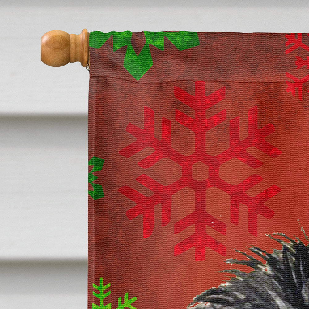Affenpinscher Red Green Snowflakes Christmas House Flag 28x40 Porch Sleeve Pole Decorative Outside Yard Banner Artwork Wall Hanging, Polyester