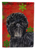 Affenpinscher Red Green Snowflakes Christmas House Flag 28x40 Porch Sleeve Pole Decorative Outside Yard Banner Artwork Wall Hanging, Polyester