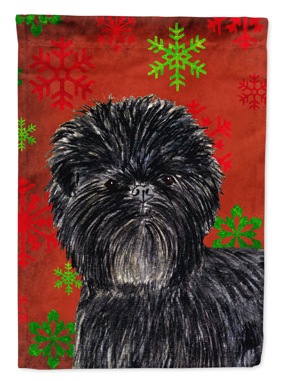 Affenpinscher Red Green Snowflakes Christmas Garden Flag Mailbox Decorative Yard Banner Outside Patio Artwork for Flower Beds, Garden Size, Multicolor