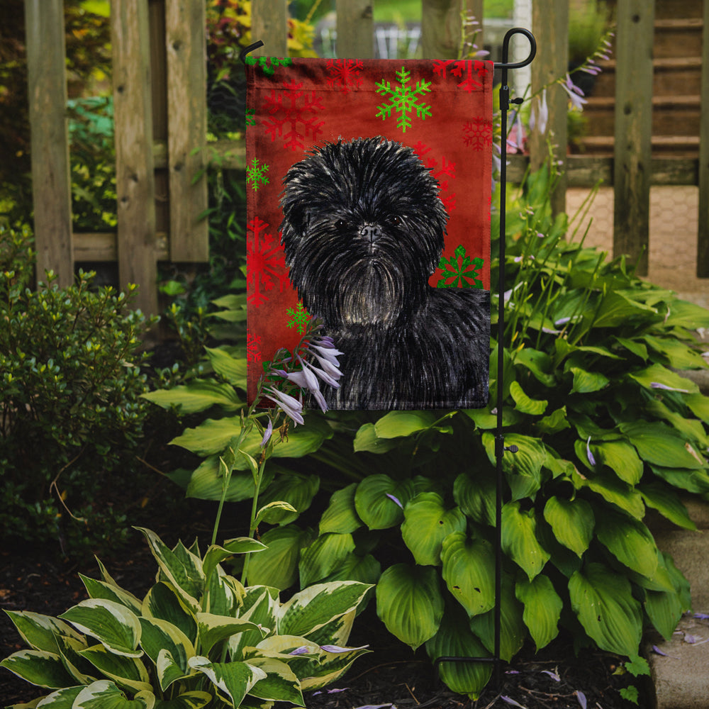 Affenpinscher Red Green Snowflakes Christmas Garden Flag Mailbox Decorative Yard Banner Outside Patio Artwork for Flower Beds, Garden Size, Multicolor