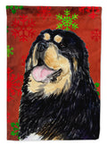 Tibetan Mastiff Red Green Snowflake Christmas House Flag 28x40 Porch Sleeve Pole Decorative Outside Yard Banner Artwork Wall Hanging, Polyester