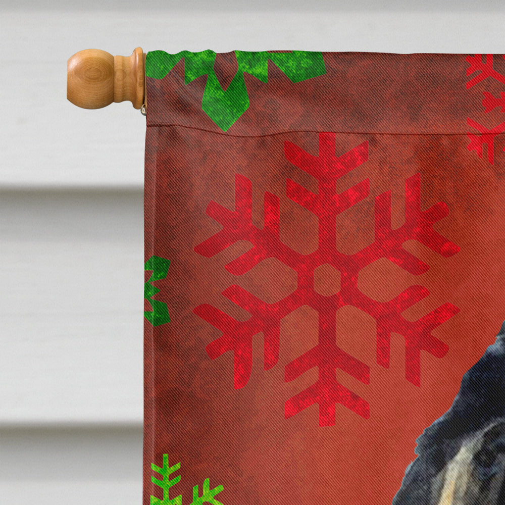 Tibetan Mastiff Red Green Snowflake Christmas House Flag 28x40 Porch Sleeve Pole Decorative Outside Yard Banner Artwork Wall Hanging, Polyester