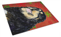 Tibetan Mastiff Red Green Snowflake Christmas Cutting Board Tempered Glass Kitchen Cutting Surface, Heat Resistant Chopping, Non-Slip Feet, Food Prep & Serving