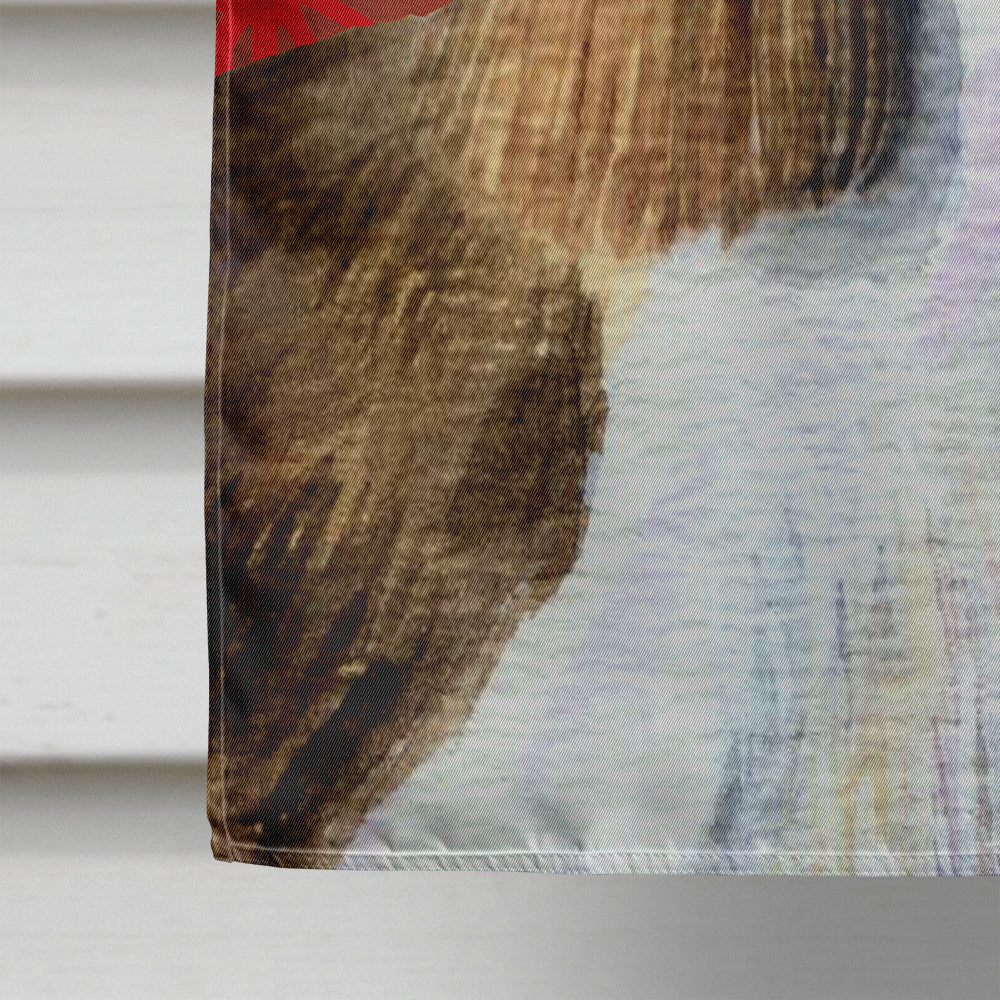 Springer Spaniel Red and Green Snowflakes Holiday Christmas House Flag 28x40 Porch Sleeve Pole Decorative Outside Yard Banner Artwork Wall Hanging, Polyester