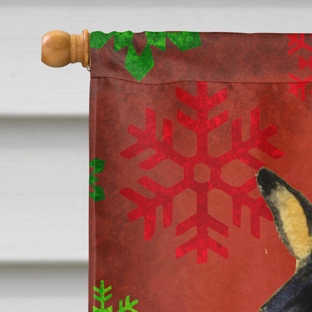 Basenji Red and Green Snowflakes Holiday Christmas House Flag 28x40 Porch Sleeve Pole Decorative Outside Yard Banner Artwork Wall Hanging, Polyester