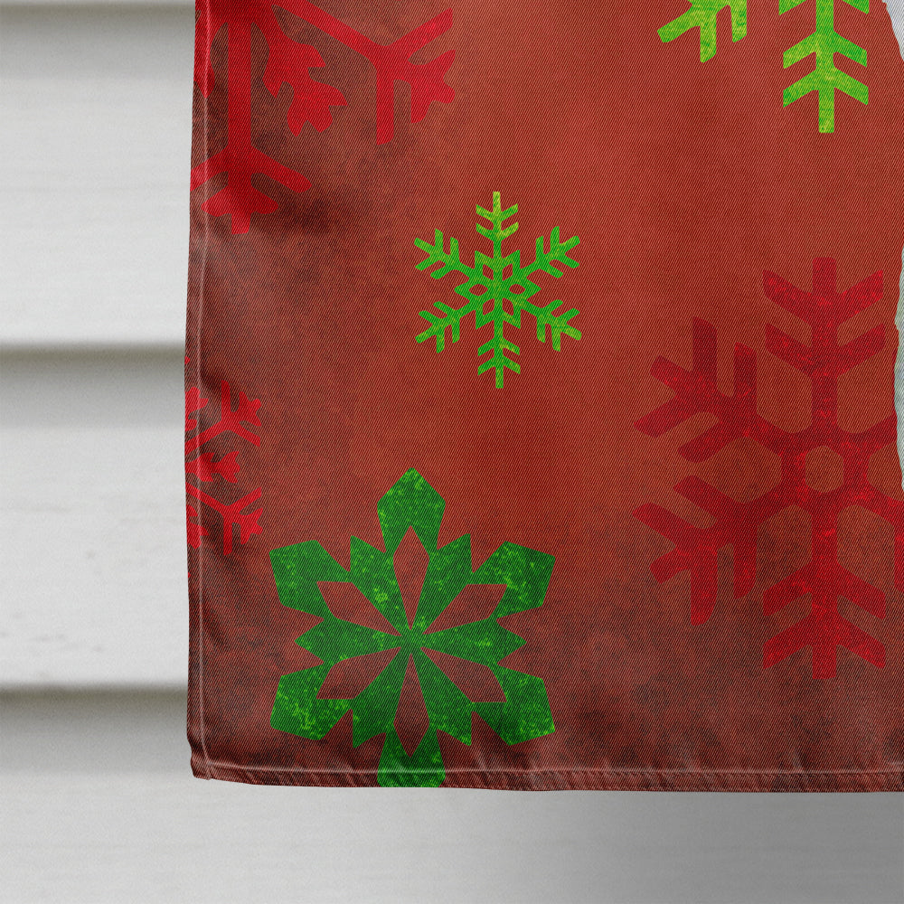Basenji Red and Green Snowflakes Holiday Christmas House Flag 28x40 Porch Sleeve Pole Decorative Outside Yard Banner Artwork Wall Hanging, Polyester
