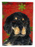 Gordon Setter Red Green Snowflakes Christmas House Flag 28x40 Porch Sleeve Pole Decorative Outside Yard Banner Artwork Wall Hanging, Polyester