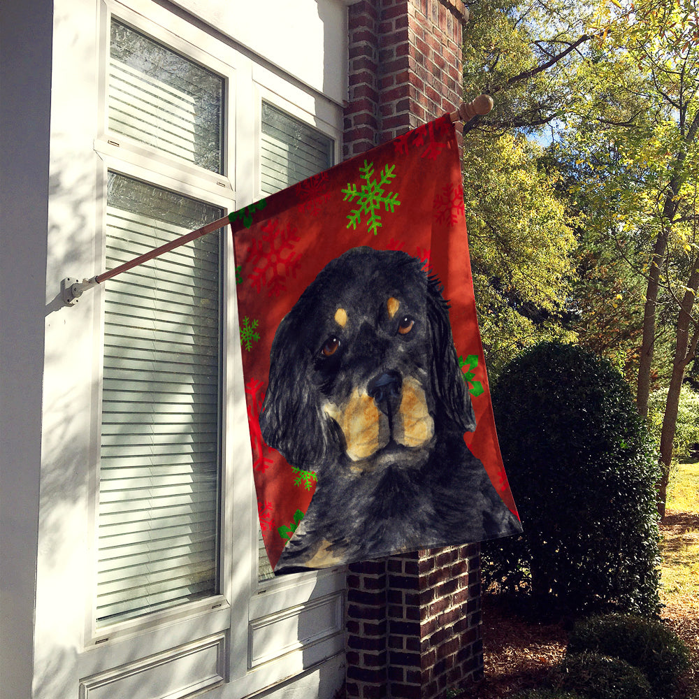 Gordon Setter Red Green Snowflakes Christmas House Flag 28x40 Porch Sleeve Pole Decorative Outside Yard Banner Artwork Wall Hanging, Polyester