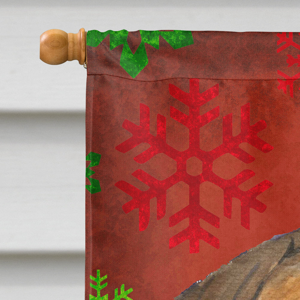 Bullmastiff Red and Green Snowflakes Holiday Christmas House Flag 28x40 Porch Sleeve Pole Decorative Outside Yard Banner Artwork Wall Hanging, Polyester