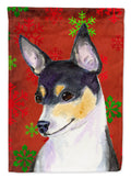 Chihuahua Red and Green Snowflakes Holiday Christmas House Flag 28x40 Porch Sleeve Pole Decorative Outside Yard Banner Artwork Wall Hanging, Polyester