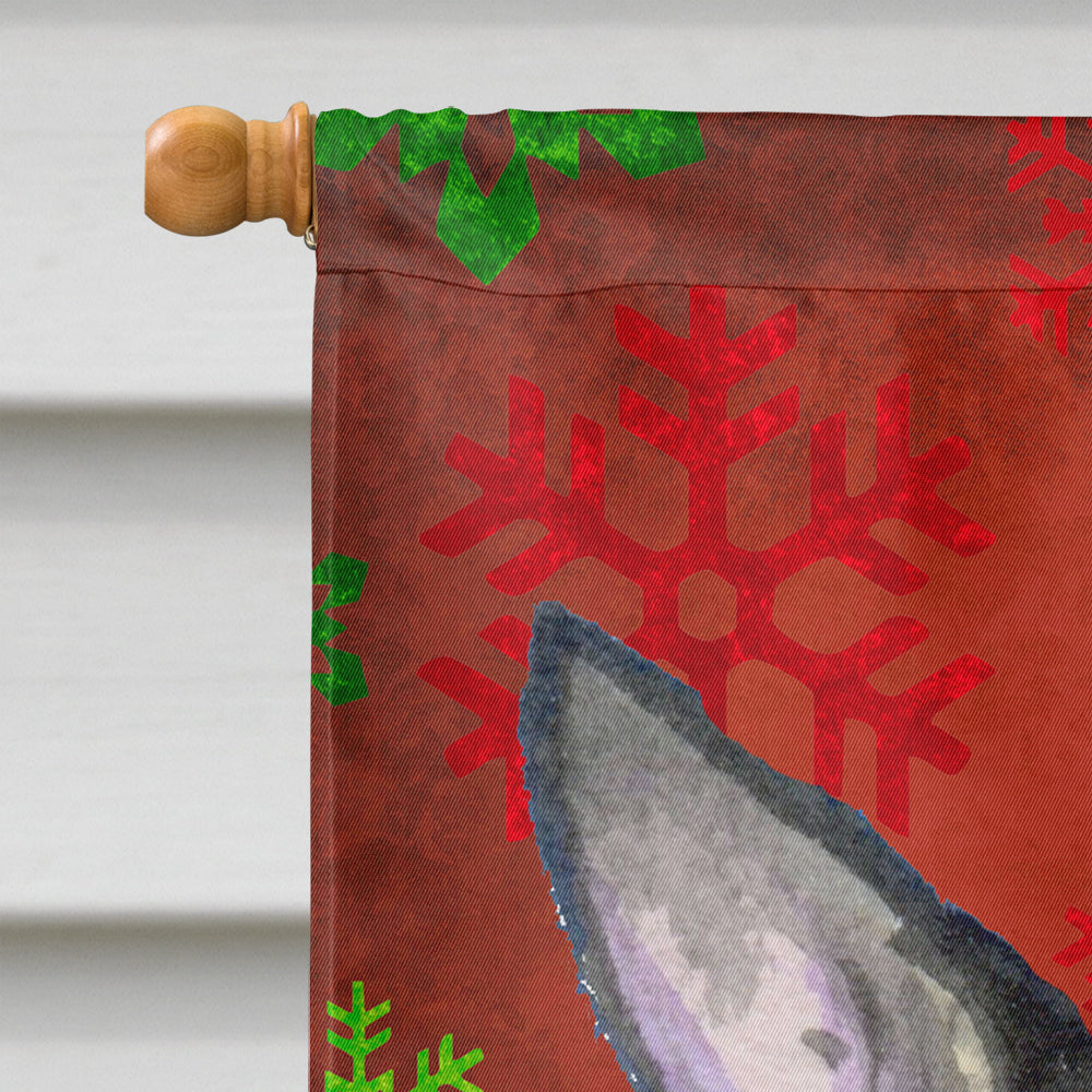 Chihuahua Red and Green Snowflakes Holiday Christmas House Flag 28x40 Porch Sleeve Pole Decorative Outside Yard Banner Artwork Wall Hanging, Polyester