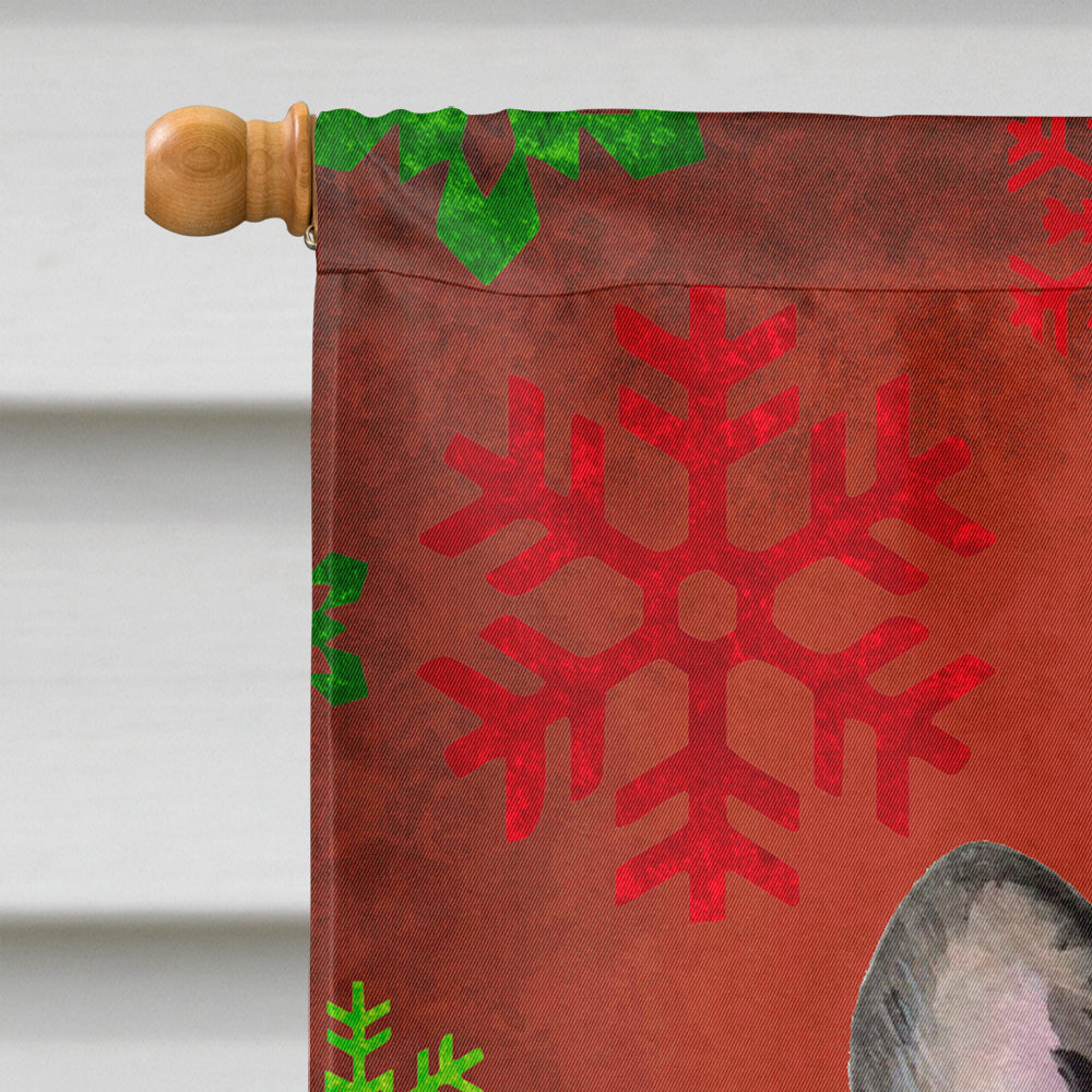 French Bulldog Red and Green Snowflakes Holiday Christmas House Flag 28x40 Porch Sleeve Pole Decorative Outside Yard Banner Artwork Wall Hanging, Polyester