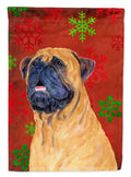 Mastiff Red and Green Snowflakes Holiday Christmas House Flag 28x40 Porch Sleeve Pole Decorative Outside Yard Banner Artwork Wall Hanging, Polyester